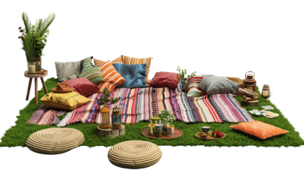 Outdoor Picnic Party on transparent background PNG.