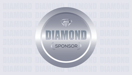 Diamond sponsor stamp sign on Sliver background, Diamond Logo | vector illustration
