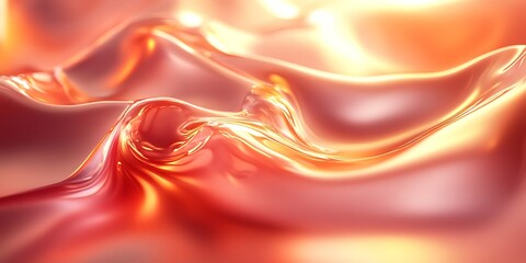 Obraz premium Abstract orange liquid flowing, shiny, smooth surface.