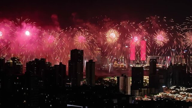 Asian city China Jiangxi Nanchang city fireworks display