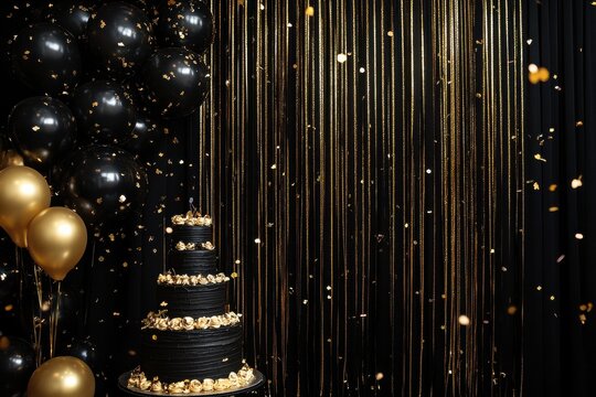 Elegant Black and Gold Celebration for Luxurious Event Decor