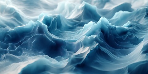 Fototapeta premium Abstract blue waves, flowing texture, smooth surface, digital art.