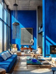 Sunlit Blue Living Room Modern Design Decor