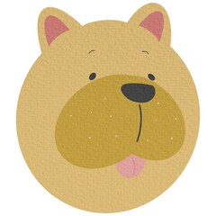 ute and smile dog heads doodle vector set. Comic happy dog faces character design with flat color isolated on white background.