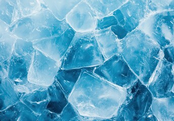 Obraz premium Close-Up View of Crystal Clear Ice Cubes with Luminous Blue Tones Perfect for Beverage and Culinary Photography Backgrounds and Textures