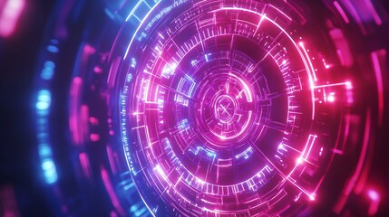 Fototapeta premium Abstract Futuristic Neon Circle Tunnel Background