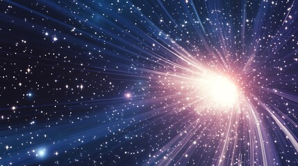 Naklejka premium Stunning Cosmic Rays Burst in Purple and Blue Nebula