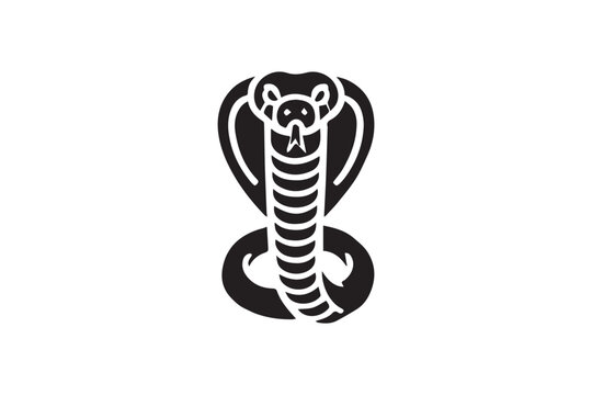 simple black an white snake head vector silhouette isolated on a white background