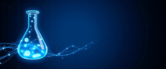 Digital Laboratory flask icon , Line and Triangle with a Network of Points, Networked Time, Laboratory flask icon a Web of Lines and Triangles, Geometric Laboratory flask, Lines, Triangles, copy space