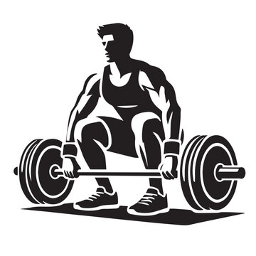 recommend clip art: Deadlift Gym exercise Silhouette illustration isolated on a white background