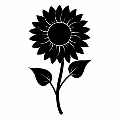 Fototapeta premium Sunflower Shine black silhouette vector