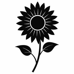 Fototapeta premium Sunflower Shine black silhouette vector