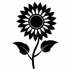 Sunflower Shine black silhouette vector