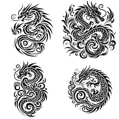 Fototapeta premium TRIBAL TATOO トライバル タトゥ 刺青 和柄 龍 Dragon