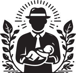 Happy Father's Day Icon Silhouette Vector In White Background 