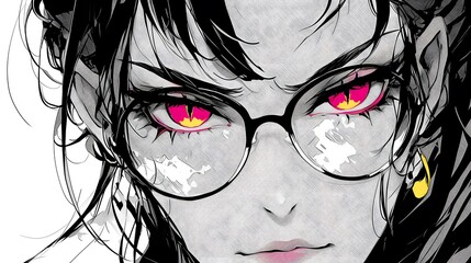 Manga character with intense expression and distinct eye color