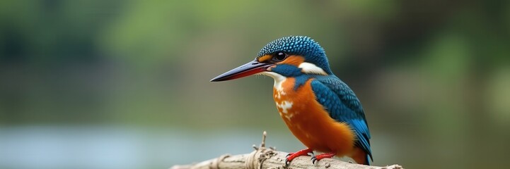 Vivid Kingfisher Perched On A Branch Against A Soft Green Backdrop A Stunning Display Of Nature's Palette