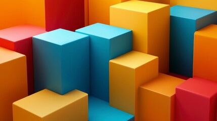 Obraz premium Abstract Colorful 3D Geometric Blocks Background