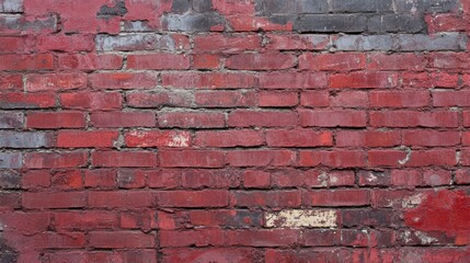 Naklejka premium Weathered Red Brick Wall Texture Background - Rustic Grunge Detail