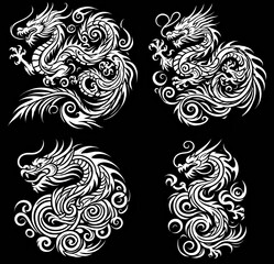 Fototapeta premium TRIBAL TATOO トライバル タトゥ 刺青 和柄 龍 Dragon