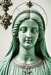 Obraz premium Statue of Mary, isolated on a white background.