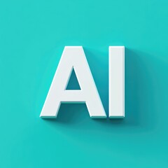 White letter on blue background