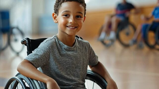 Young boy participating in wheelchair sports to showcase inclusive athletics