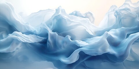 Obraz premium Abstract blue fabric waves, flowing silk texture.