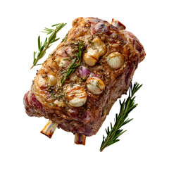 Garlic and rosemary roast lamb shoulder Isolated On Transparent Background