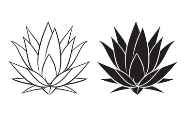 Agave plant line art silhouette vector icon illustration