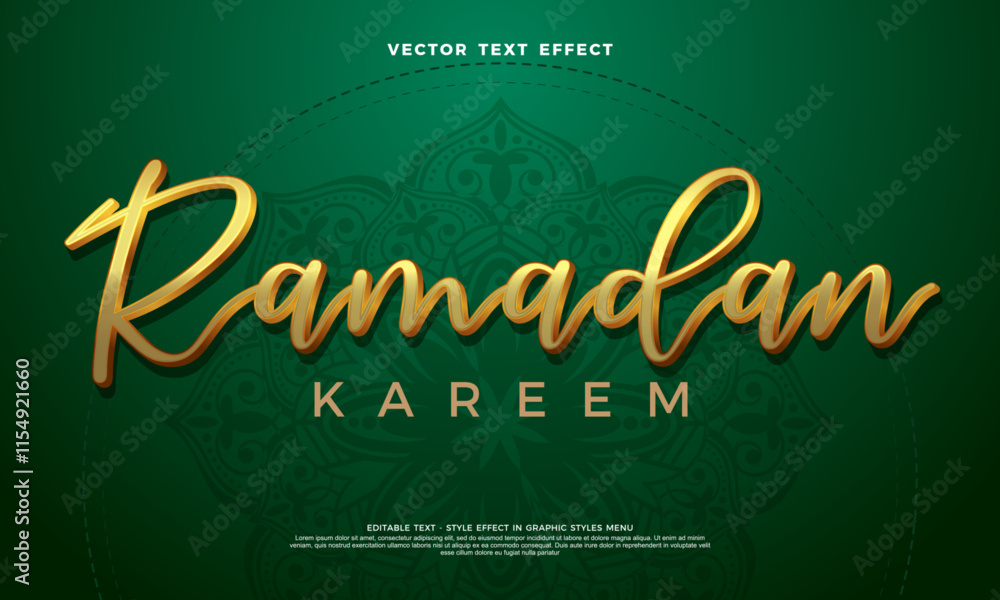 Fototapete vector template ramadan kareem text effect, font editable, typography and 3d text effect with green 