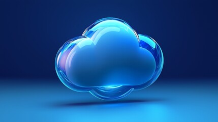 Three-dimensional blue cloud icon on a gradient background representing digital storage and technology advancements