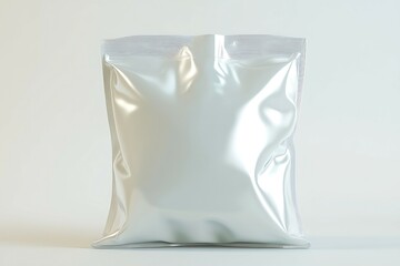 Close up of a white plastic bag package on a white background