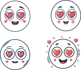 Heart eye emoji happiness face in white background.