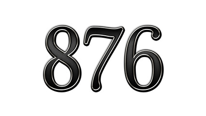black metal 3d design of number 876 on white background.