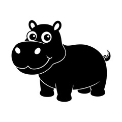 Hippopotamus cartoon vector silhouette