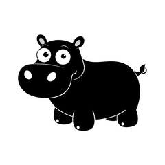 Hippopotamus cartoon vector silhouette