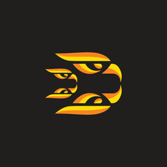 Letter D Eagle Speed Logo. Vector Illustrration.
