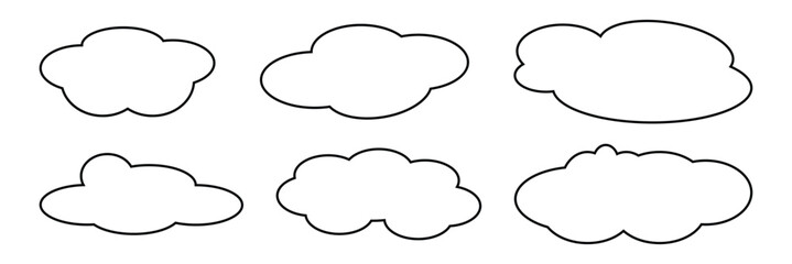 Vector cloud icons. Editable stroke thin line set. Natural weather symbol of rain, cloud services, hosting. EPS 10.