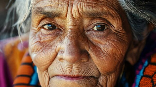 Elderly woman showcasing the culture and life on Native American reservations