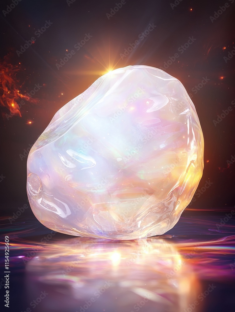 Poster translucent opal gemstone with fiery reflections studio setting high-quality image artistic perspect