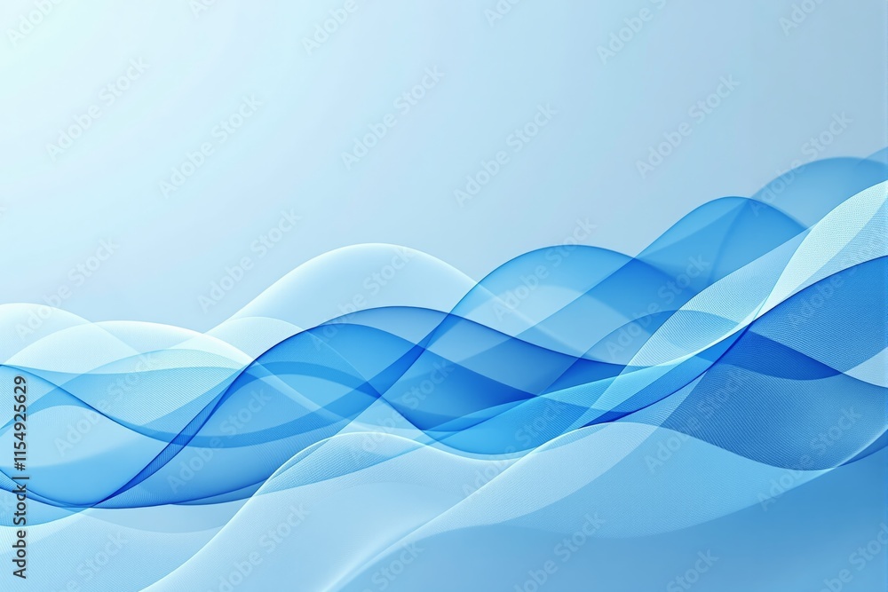 Poster Abstract blue waves pattern on light background.