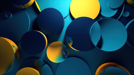 blue and yellow abstract background with circular shapes composition