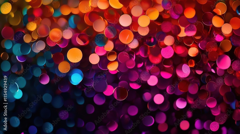 Poster a vibrant, blurred background filled with colorful bokeh lights, creating a festive and lively atmos