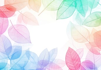 Delicate Pastel Leaves Creating a Soft and Ethereal Border with a Subtle White Background Ideal for Artistic and Creative Projects