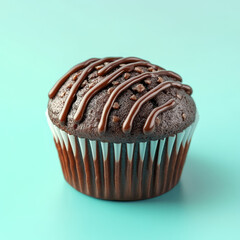 Delicious cho te mini muffin with drizzle of cho te on top, set against solid color background, perfect for dessert lovers