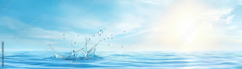 Poster dynamic splash of water on the ocean surface, captivating display of fluid motion