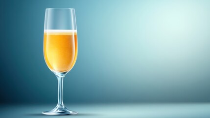 Champagne elegance, sparkling celebration in glass on vibrant blue backdrop 