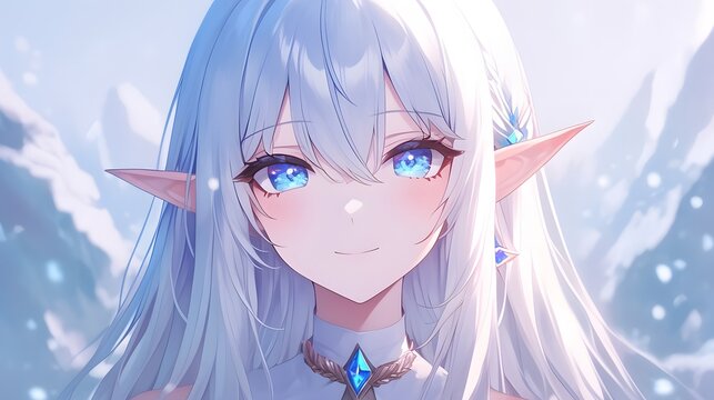 Portrait of an anime elf girl with a gentle expression