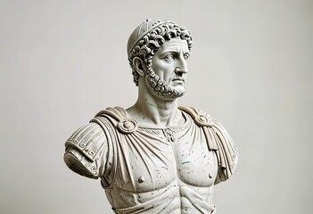 Obraz premium Roman emperor statue on a white background.
